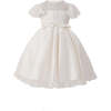 Lace-Trim Puff Sleeve Dress, Ivory - Dresses - 1 - thumbnail
