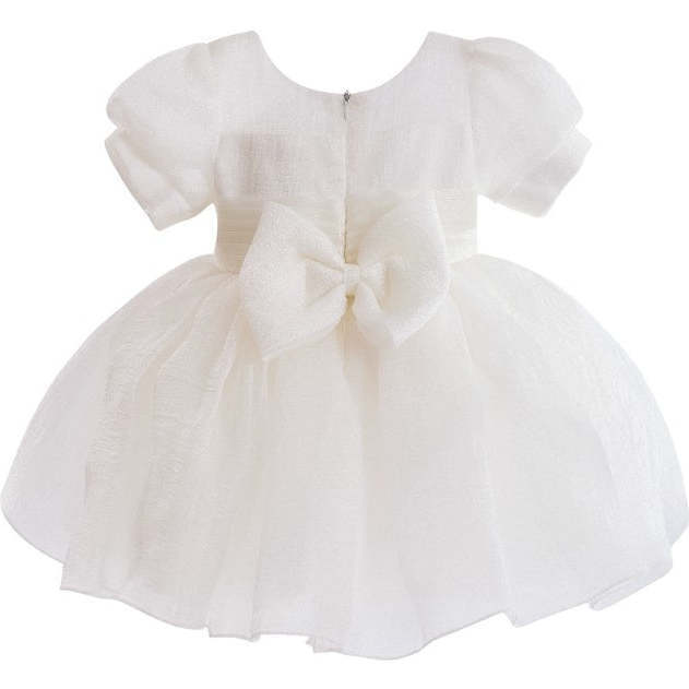Puff-Sleeve Party Dress, Ivory - Dresses - 4