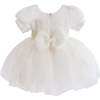 Puff-Sleeve Party Dress, Ivory - Dresses - 4
