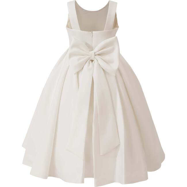 Satin Bow-Back Dress, White - Dresses - 3