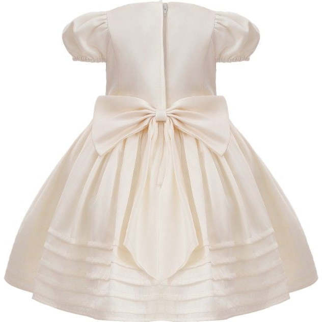 Floral-Embroidered Pleated Dress, Ivory - Dresses - 3