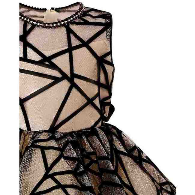 Pearl-Trim Ribbon Dress, Beige