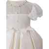 Lace-Trim Puff Sleeve Dress, Ivory - Dresses - 2