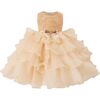 Floral Ruffle Occasion Dress, Cream - Dresses - 1 - thumbnail