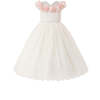 Dress with Pink Petal Trim, White - Dresses - 1 - thumbnail