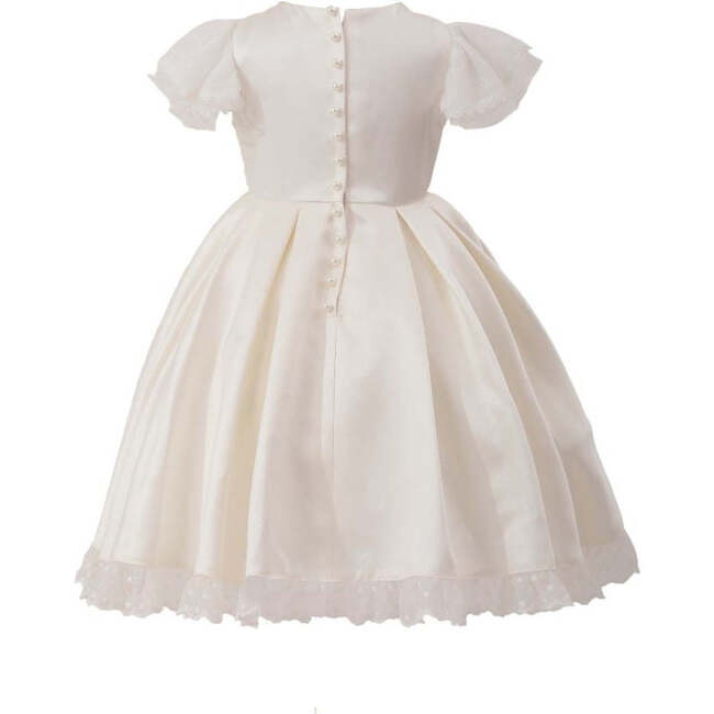 Lace-Trim Puff Sleeve Dress, Ivory - Dresses - 3