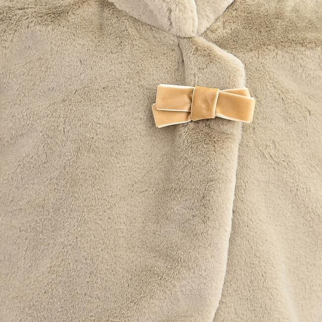 Plush Asymmetrical Coat, Beige - Coats - 4