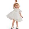 Puff-Sleeve Party Dress, Ivory - Dresses - 6