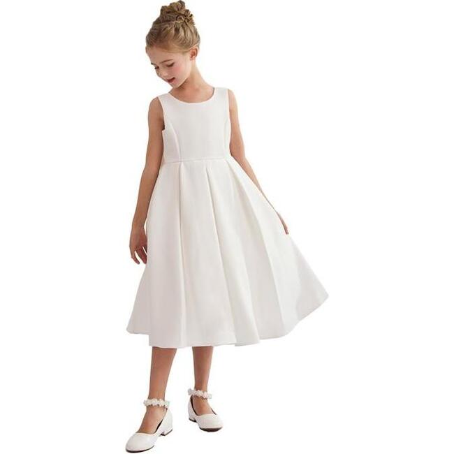 Satin Bow-Back Dress, White - Dresses - 5