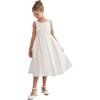 Satin Bow-Back Dress, White - Dresses - 5