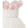 Dress with Pink Petal Trim, White - Dresses - 3
