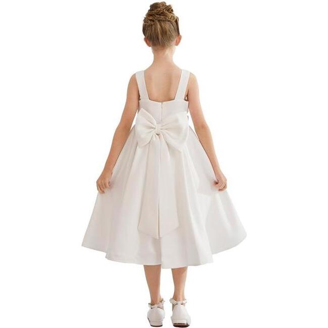 Satin Bow-Back Dress, White - Dresses - 6