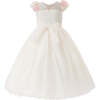 Dress with Pink Petal Trim, White - Dresses - 4