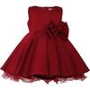 Bow Waist Dress, Burgundy - Dresses - 1 - thumbnail