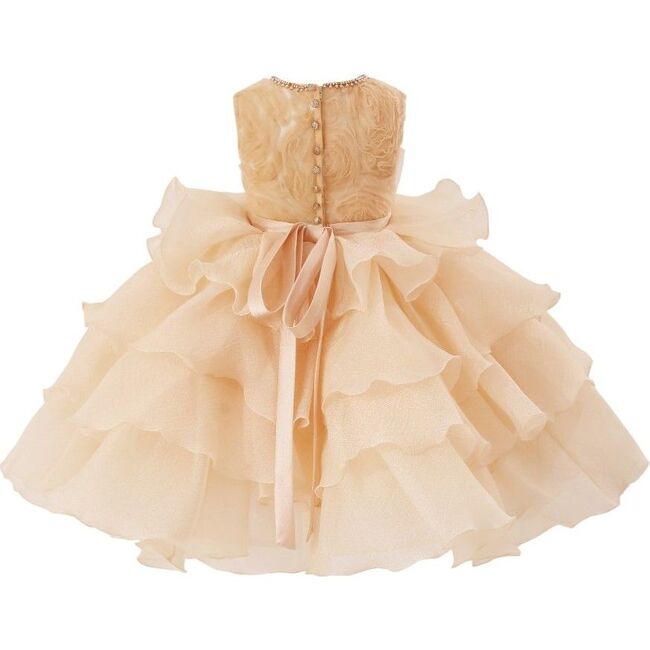 Floral Ruffle Occasion Dress, Cream - Dresses - 3