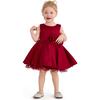 Bow Waist Dress, Burgundy - Dresses - 2