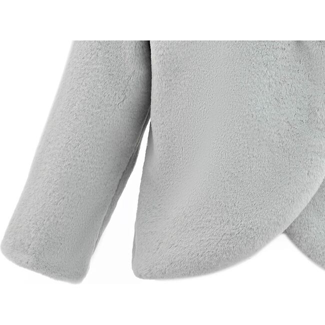 Plush Asymmetrical Coat, Gray - Coats - 5