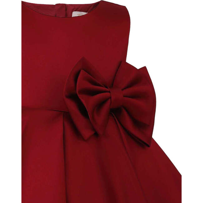 Bow Waist Dress, Burgundy - Dresses - 3