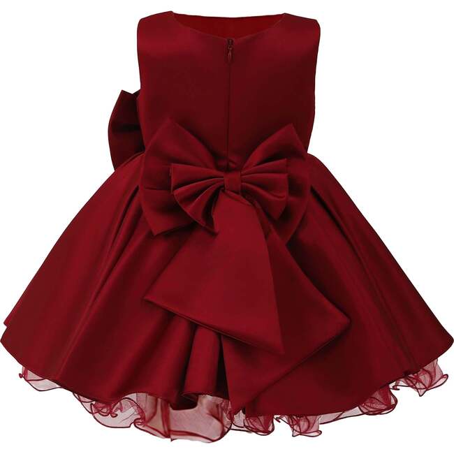 Bow Waist Dress, Burgundy - Dresses - 4