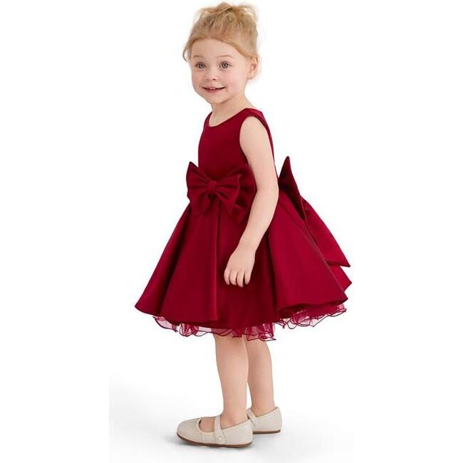 Bow Waist Dress, Burgundy - Dresses - 6