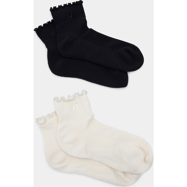 Ruffle Socks Black/Oat Milk