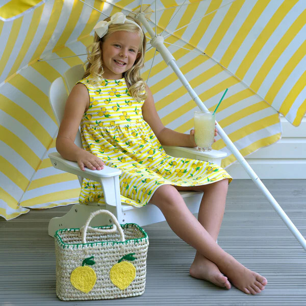 Lemon Stripe Jersey Dress, Yellow