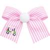 Golf Ball Seersucker Hair Bow, Pink - Hair Accessories - 1 - thumbnail