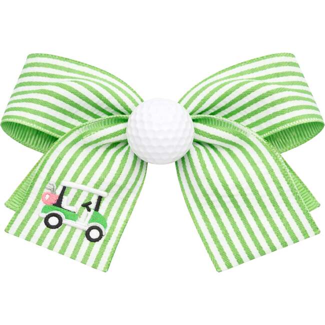 Golf Ball Seersucker Hair Bow, Green