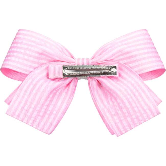 Golf Ball Seersucker Hair Bow, Pink - Hair Accessories - 3