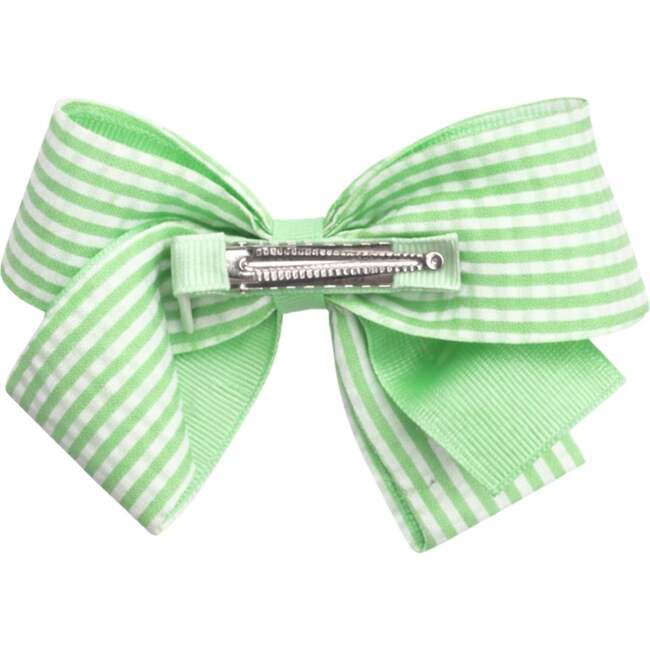 Golf Ball Seersucker Hair Bow, Green - Hair Accessories - 3