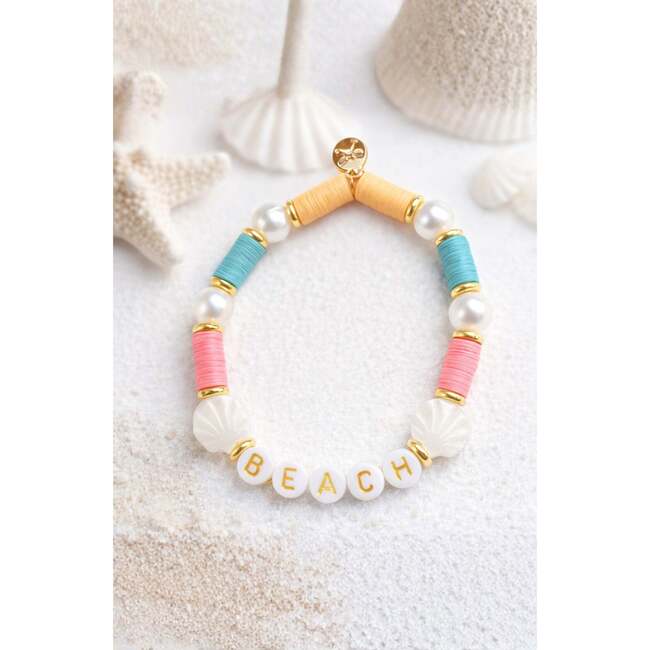 Beach Bracelet, Coral/Aqua/Orange