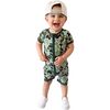 Green Distressed Camo Shorties - Rompers - 1 - thumbnail