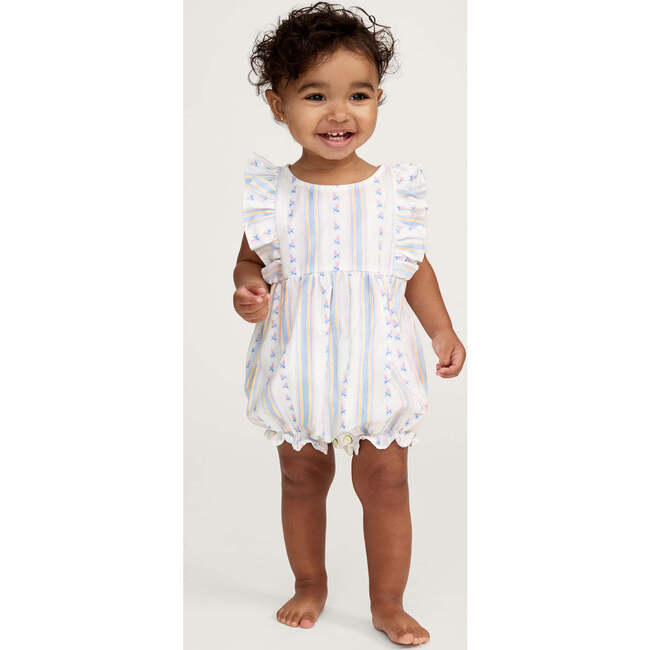 Infant Ruffled Romper in Cottage Stripe