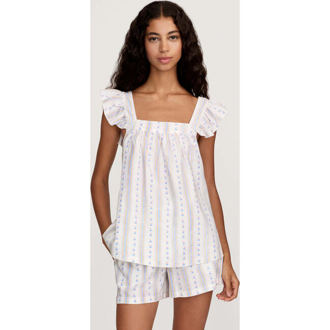 Womens Woven Twill Clara Short Set in Cottage Stripe