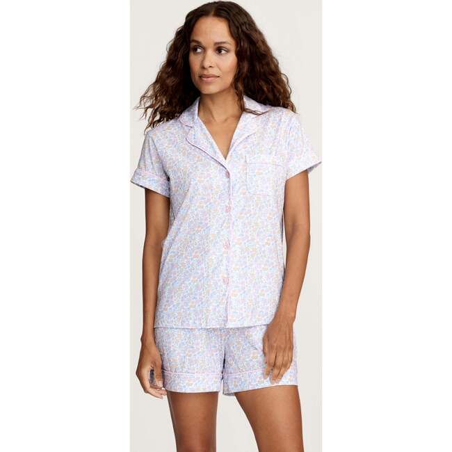 Womens Classic Short Sleeve Short Set in Fleur Blanche