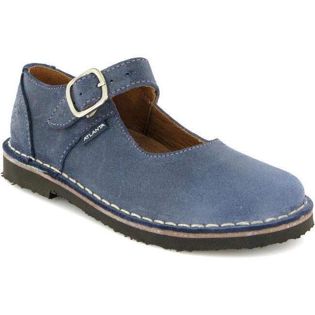 Leather Mary Jane Shoe, Blue - Mary Janes - 2