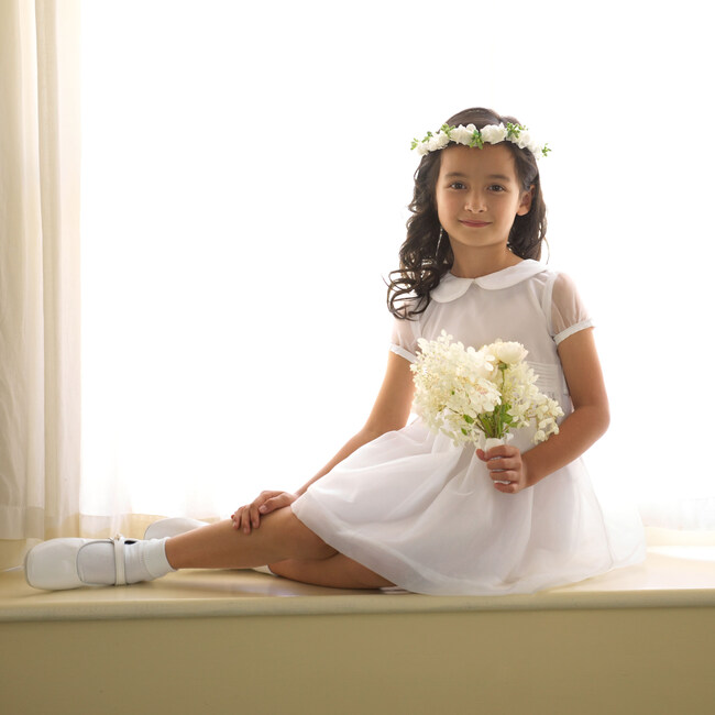 Organza Pintuck Dress, White