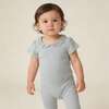 Organic Lace Collar Onesie & Tights Set, Fog - Rompers - 2