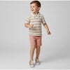 Organic Collar Tee & Shorts Set, Terra Stripes - Mixed Apparel Set - 1 - thumbnail