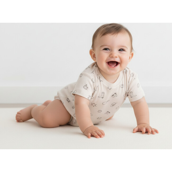 Organic Short Sleeve Bubble Romper, Rodeo