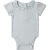 Organic Lace Collar Onesie & Tights Set, Fog - Rompers - 3