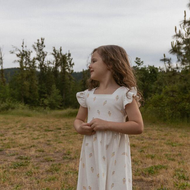 Organic Cutout Back Dress, Ice Cream - Dresses - 3