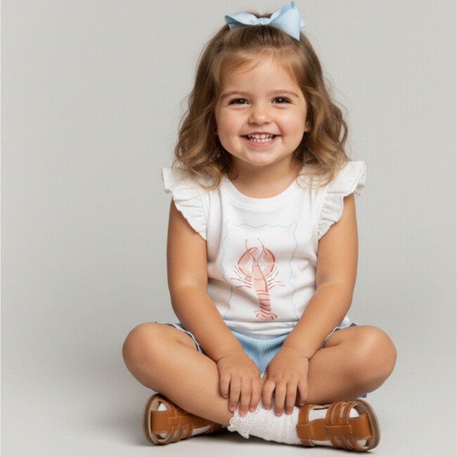 Organic Sleeveless Flutter Top & Shorts Set, Lobster