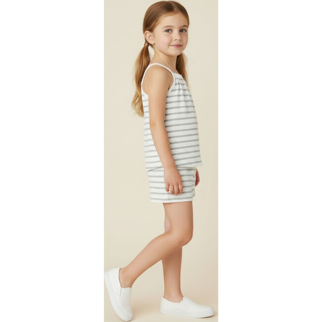 Organic Tank Top & Shorts Set, Fog Stripes