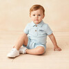 Organic Polo Shirt & Shorts Set, Light Blue - Mixed Apparel Set - 1 - thumbnail