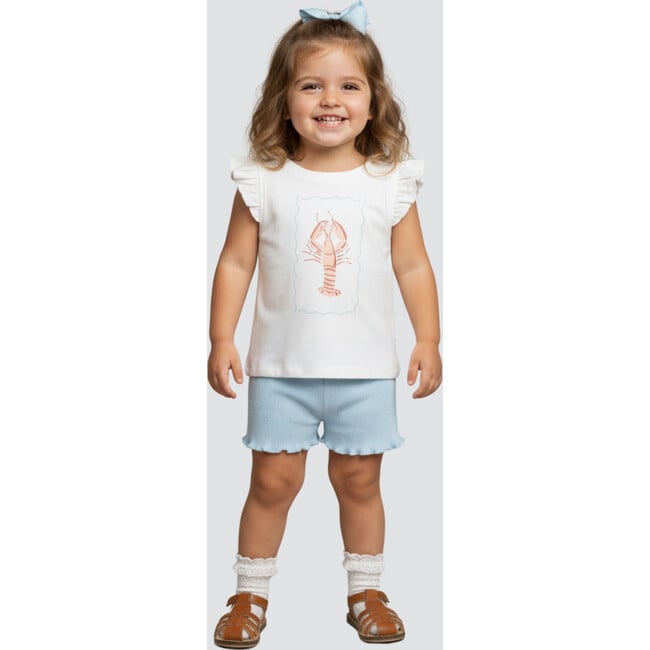 Organic Sleeveless Flutter Top & Shorts Set, Lobster - Mixed Apparel Set - 3