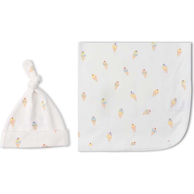 Organic Swaddle Blanket & Hat Set, Ice Cream