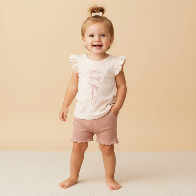 Organic Sleeveless Flutter Top & Shorts Set, Bows