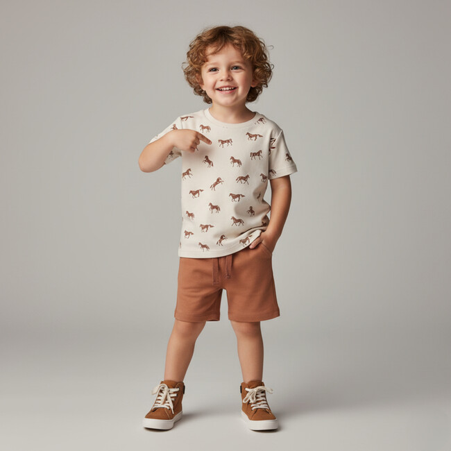 Organic Tee & Shorts Set, Horses