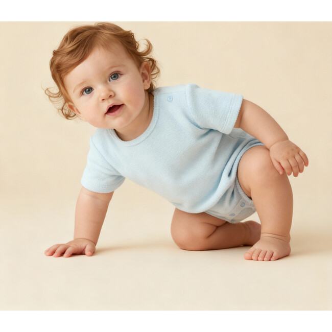Organic Short Romper, Light Blue